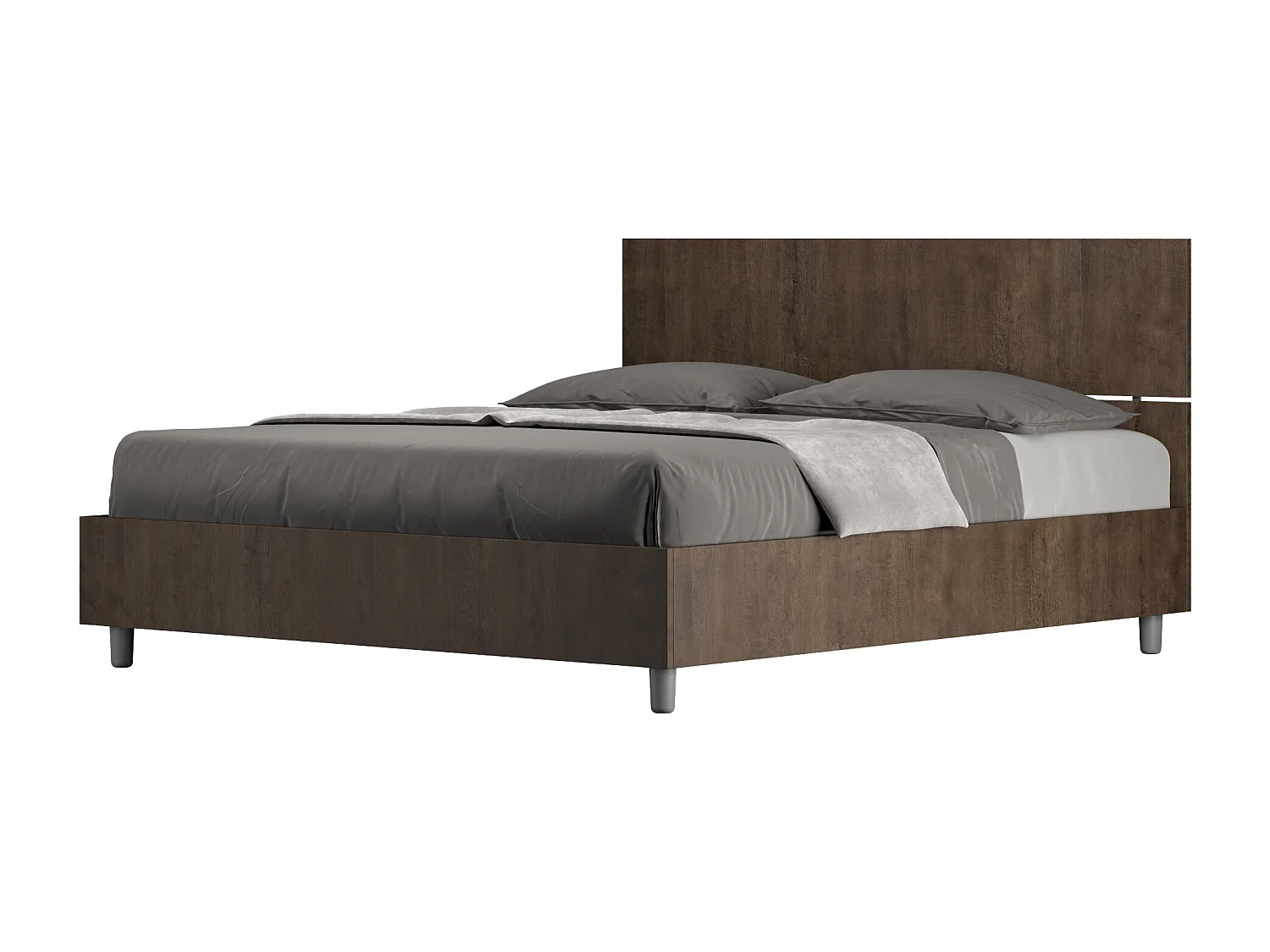 Bed 160x190 met lattenbodem rechte bedhoofd walnoot Demas