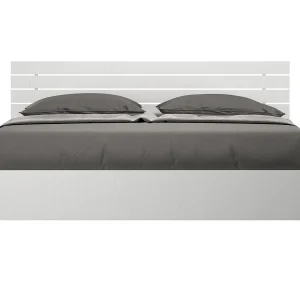 Bed 160×200 met opbergruimte schuin bedhoofd met laatten eiken wit Ankel