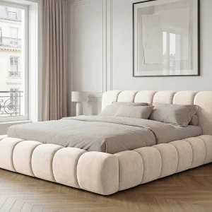 BESILIO Bed met opbergruimte 140×200 gestoffeerd Mellio – lattenbodem inbegrepen, dik schuim – Crème BESILIO Bed met opbergruimte 140×200 gestoffeerd Mellio – lattenbodem inbegrepen, dik schuim – Crème