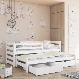 Bed 90×200 inclusief onderschuifbedbodem en laden Jordan White Bed 90×200 inclusief onderschuifbedbodem en laden Jordan White