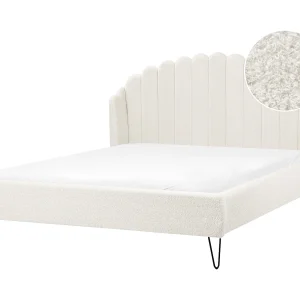 Bed Bouclé AMBILLOU 140 x 200 cm Gebroken wit