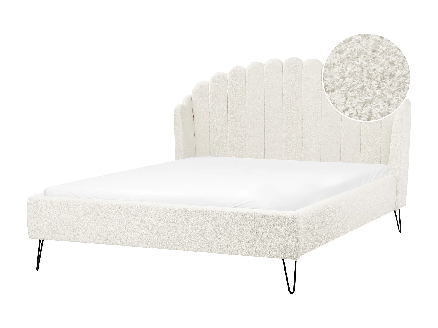 Bed Bouclé AMBILLOU 140 x 200 cm Gebroken wit