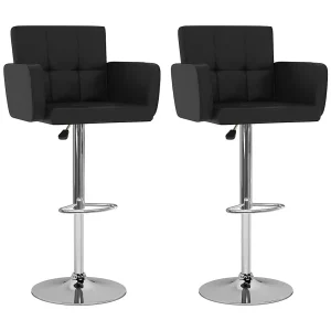 Barstoelen 2 st kunstleer zwart Barstoelen 2 st kunstleer zwart