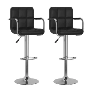 Barstoelen 2 st kunstleer zwart Barstoelen 2 st kunstleer zwart