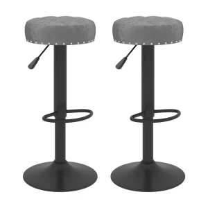 Barkrukken 2 st fluweel donkergrijs Barkrukken 2 st fluweel donkergrijs