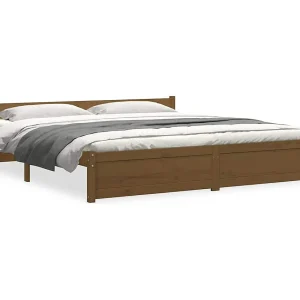 Bedframe massief hout honingbruin 200×200 cm Bedframe massief hout honingbruin 200×200 cm