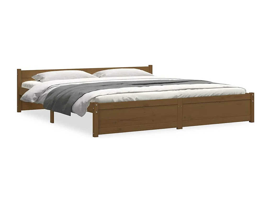 Bedframe massief hout honingbruin 200x200 cm