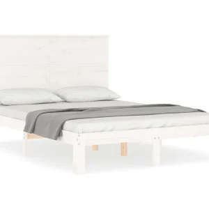 Bedframe zonder matras massief grenenhout wit 140×190 cm Bedframe zonder matras massief grenenhout wit 140×190 cm