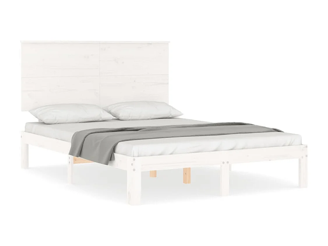 Bedframe zonder matras massief grenenhout wit 140x190 cm