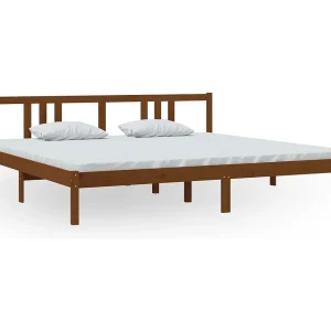 Bedframe massief hout honingbruin 200×200 cm Bedframe massief hout honingbruin 200×200 cm