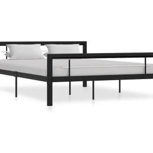 Bedframe metaal zwart en wit 160×200 cm Bedframe metaal zwart en wit 160×200 cm