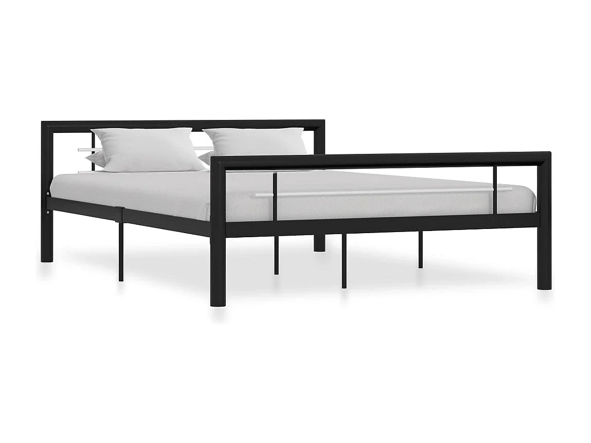 Bedframe metaal zwart en wit 160x200 cm