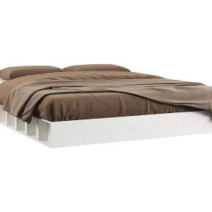 Bedframe massief hout wit 160×200 cm