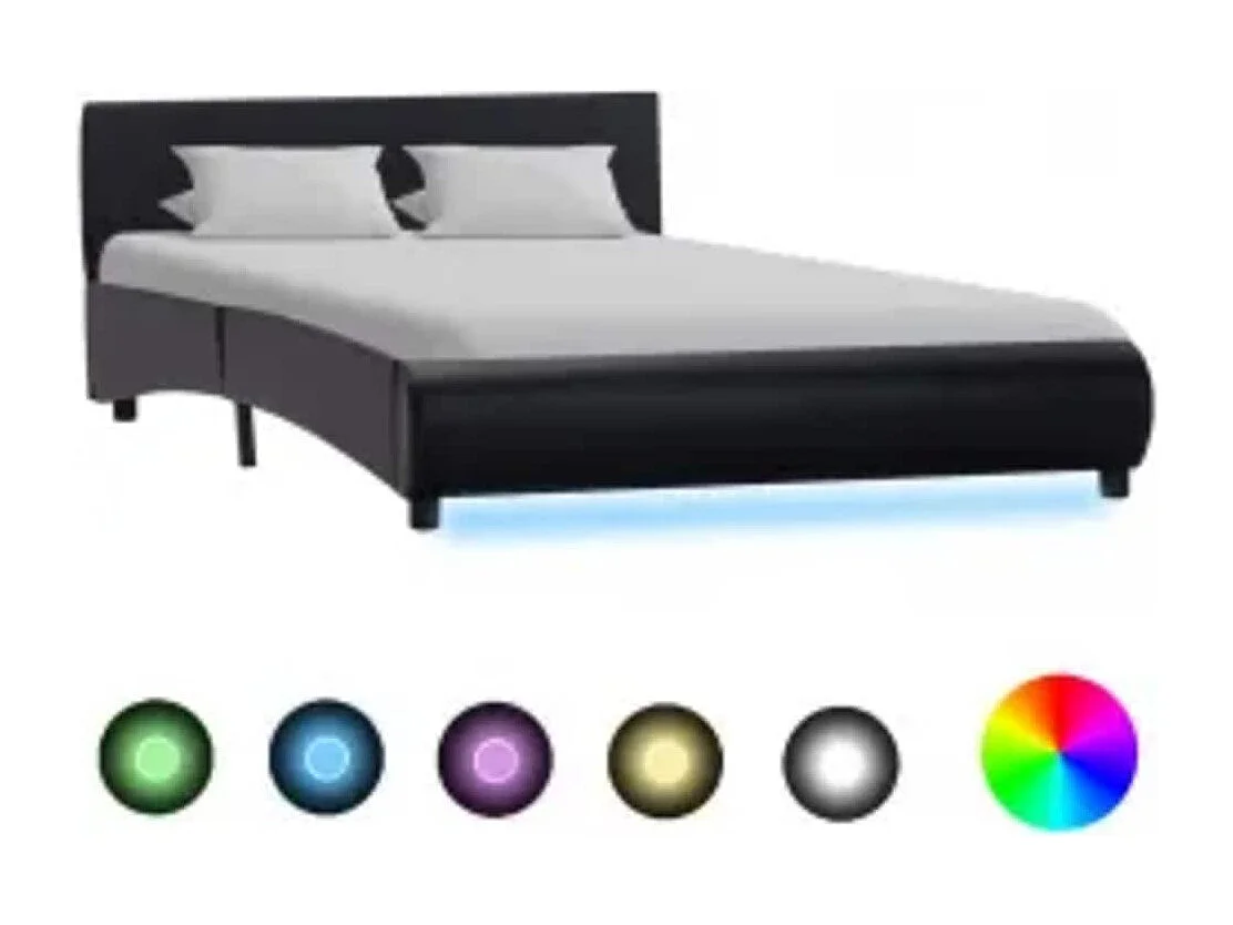 Bedframe met LED kunstleer zwart 140x200 cm