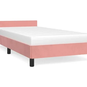 Bedframe met hoofdeinde zonder matras 90×190 cm fluweel roze Bedframe met hoofdeinde zonder matras 90×190 cm fluweel roze