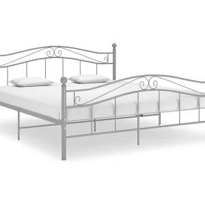 Bedframe metaal grijs 200×200 cm Bedframe metaal grijs 200×200 cm