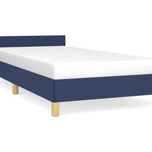 Bedframe met hoofdeinde zonder matras 90×200 cm stof blauw Bedframe met hoofdeinde zonder matras 90×200 cm stof blauw