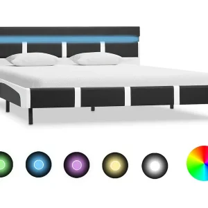 Bedframe met LED kunstleer grijs 160×200 cm Bedframe met LED kunstleer grijs 160×200 cm