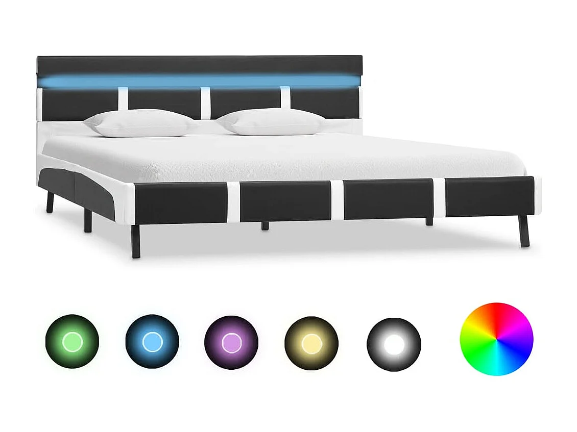 Bedframe met LED kunstleer grijs 160x200 cm