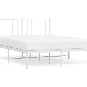 Bedframe met hoofdbord metaal wit 135×190 cm Bedframe met hoofdbord metaal wit 135×190 cm