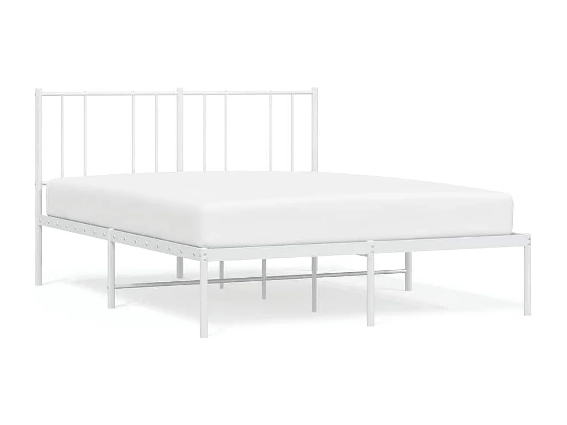 Bedframe met hoofdbord metaal wit 135x190 cm