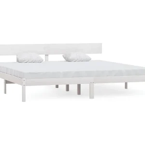 Bedframe massief grenenhout wit 180×200 cm Bedframe massief grenenhout wit 180×200 cm