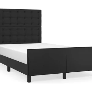 Bedframe met hoofdbord kunstleer zwart 120×200 cm