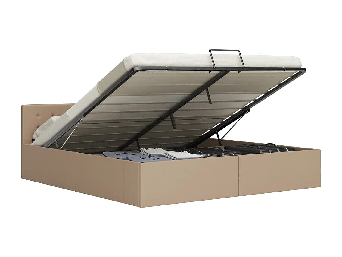 Bedframe met opslag hydraulisch kunstleer cappuccino 180x200 cm