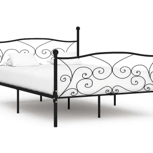 Bedframe met lattenbodem metaal zwart 160×200 cm Bedframe met lattenbodem metaal zwart 160×200 cm