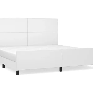 Bedframe met hoofdbord kunstleer wit 200×200 cm Bedframe met hoofdbord kunstleer wit 200×200 cm