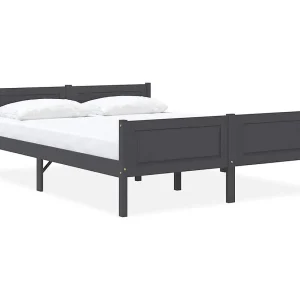 Bedframe massief grenenhout grijs 160×200 cm Bedframe massief grenenhout grijs 160×200 cm