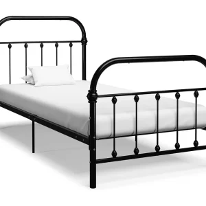 Bedframe metaal zwart 90×200 cm Bedframe metaal zwart 90×200 cm