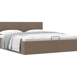 Bedframe met hydraulische opslag stof taupe 180×200 cm