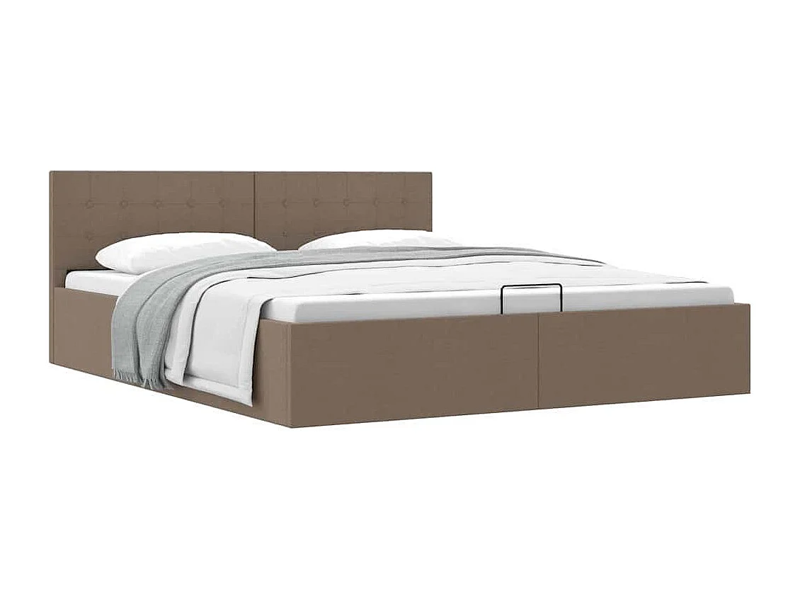 Bedframe met hydraulische opslag stof taupe 180x200 cm