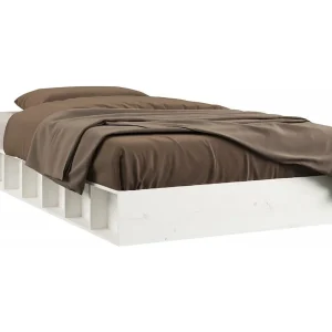 Bedframe massief hout wit 140×190 cm
