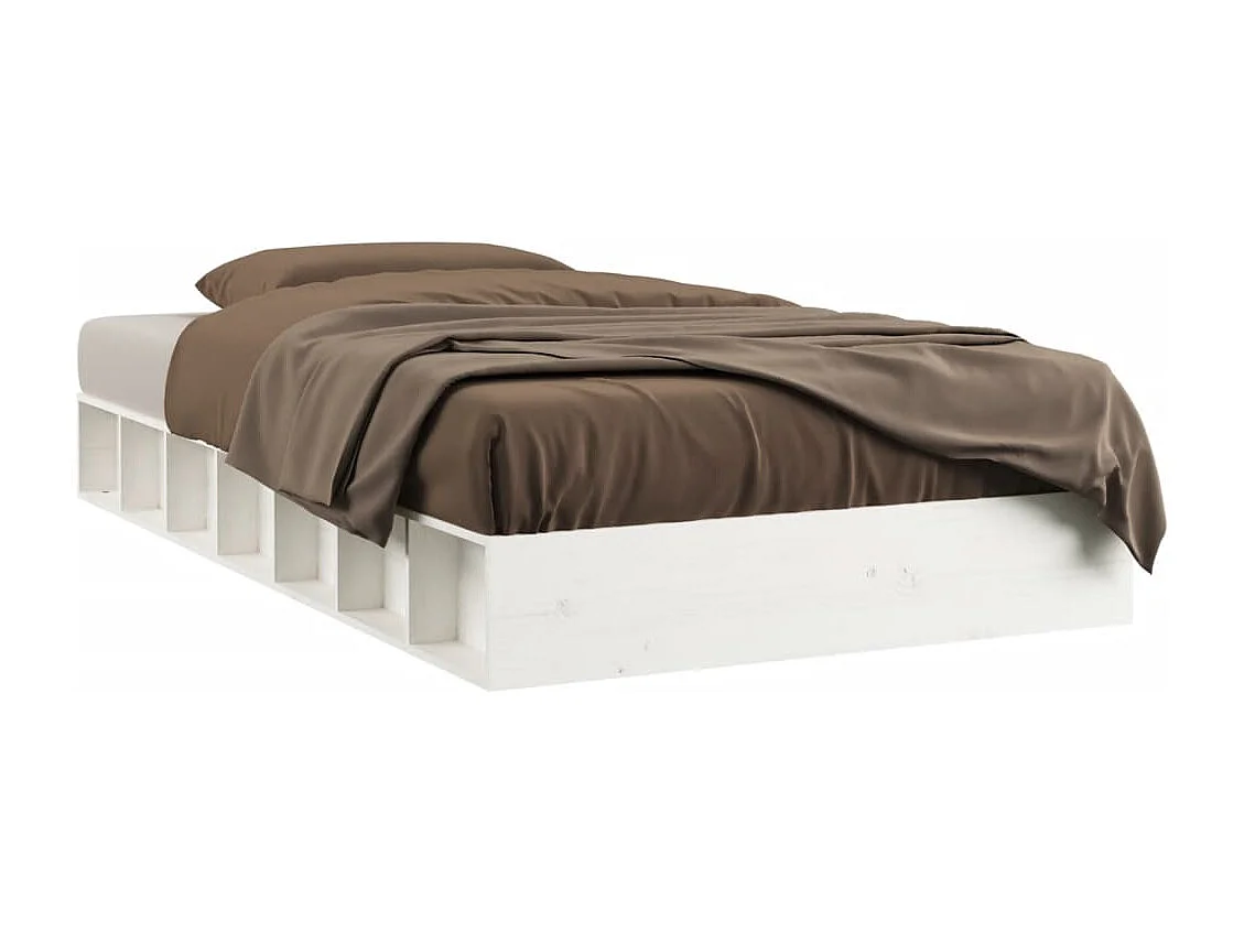 Bedframe massief hout wit 140x190 cm