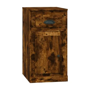 Bijzetkast met lade 40x50x75 cm bewerkt hout gerookt eikenkleur Bijzetkast met lade 40x50x75 cm bewerkt hout gerookt eikenkleur