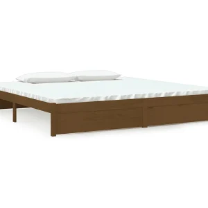 Bedframe massief hout honingbruin 200×200 cm Bedframe massief hout honingbruin 200×200 cm