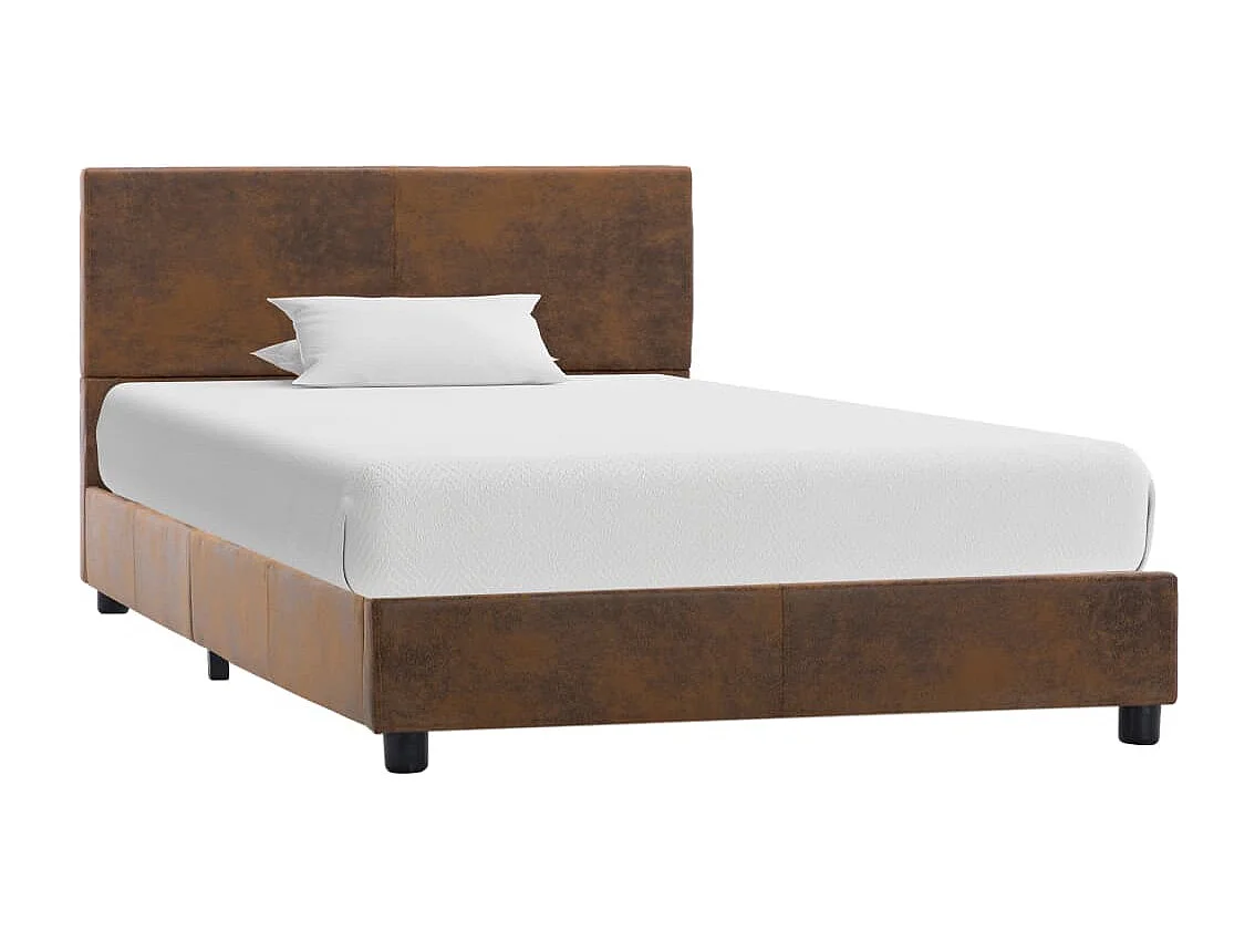 Bedframe kunstsuède bruin 100x200 cm
