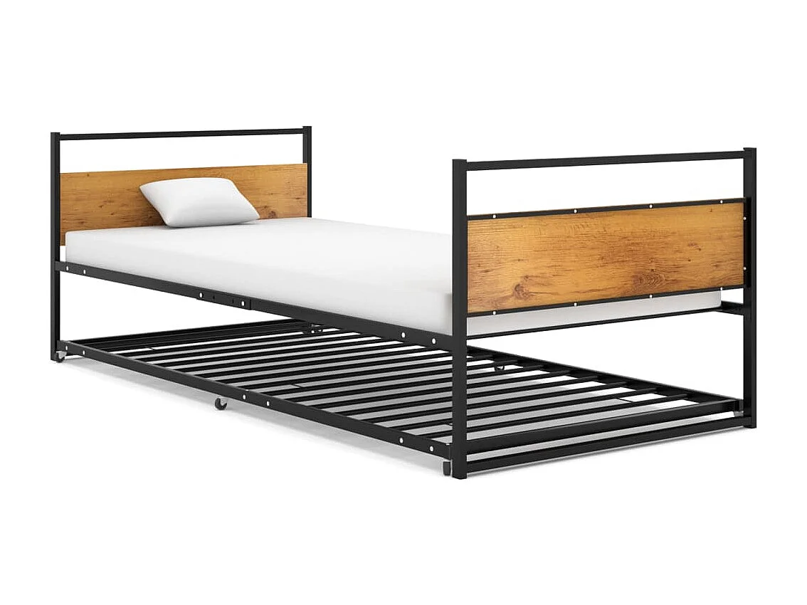 Bedframe uitschuifbaar metaal zwart 90x200 cm