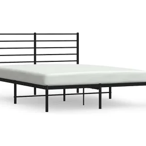 Bedframe met hoofdbord metaal zwart 140×200 cm