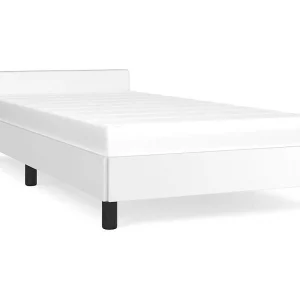 Bedframe met hoofdeinde zonder matras 90×200 cm wit Bedframe met hoofdeinde zonder matras 90×200 cm wit