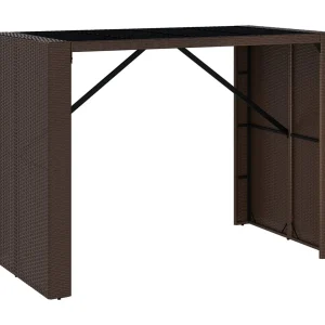 Bartafel met glazen blad 145x80x110 cm poly rattan bruin Bartafel met glazen blad 145x80x110 cm poly rattan bruin
