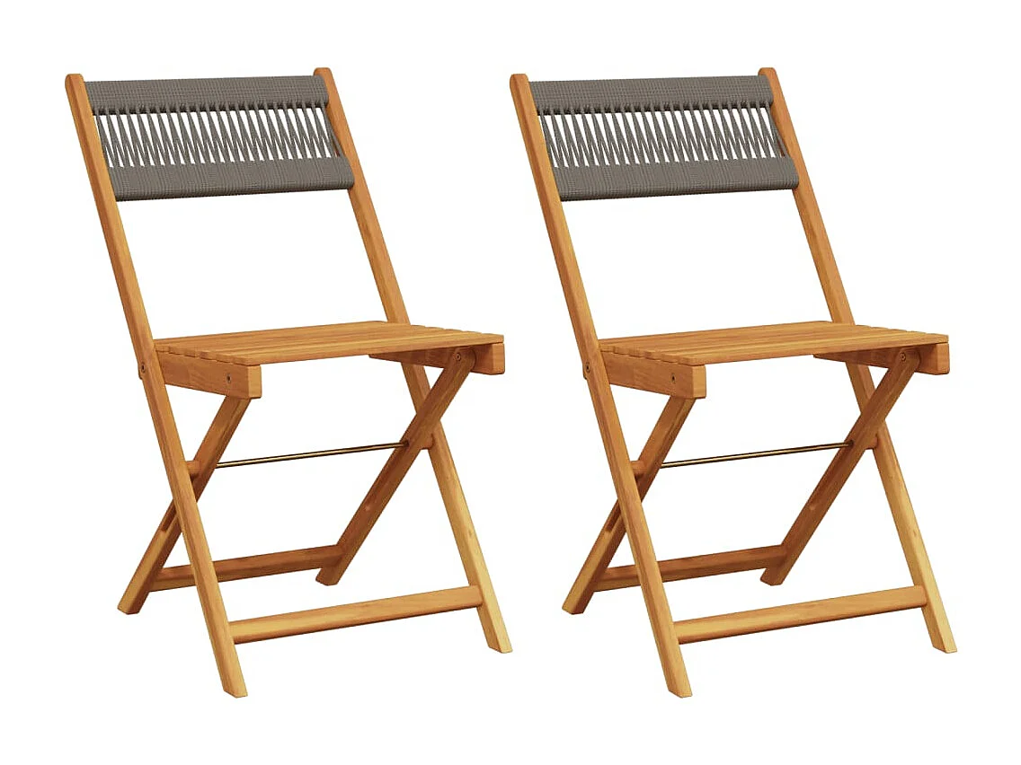 Bistrostoelen 2 st massief acaciahout en touw grijs