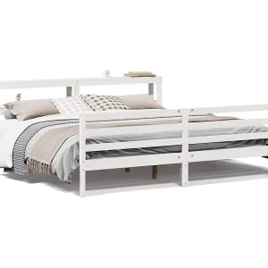 Bedframe zonder matras massief grenenhout wit 200×200 cm Bedframe zonder matras massief grenenhout wit 200×200 cm