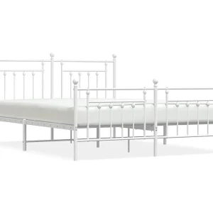Bedframe met hoofd- en voeteneinde metaal wit 183×213 cm Bedframe met hoofd- en voeteneinde metaal wit 183×213 cm