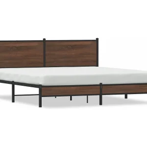 Bedframe zonder matras metaal bruin eikenkleur 180×200 cm Bedframe zonder matras metaal bruin eikenkleur 180×200 cm