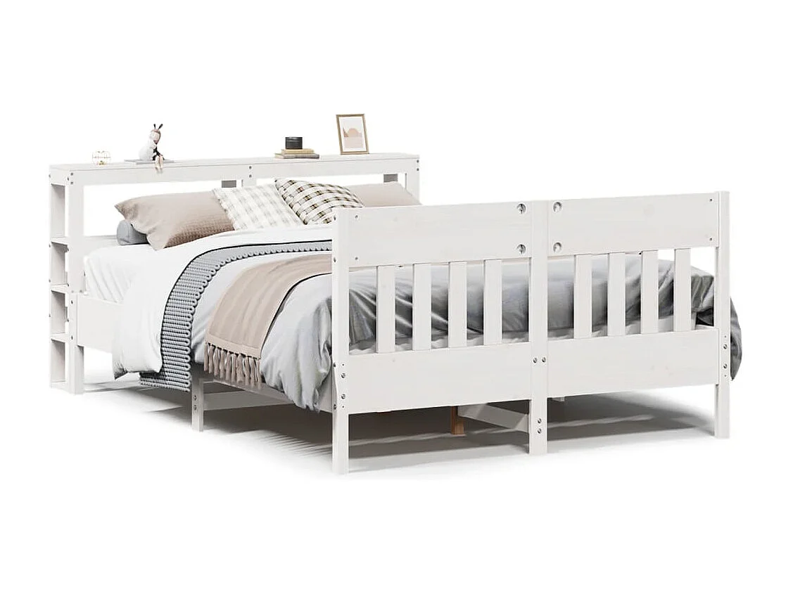 Bedframe zonder matras massief grenenhout wit 120x200 cm