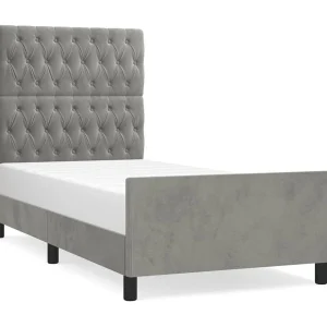 Bedframe zonder matras 90×200 cm fluweel lichtgrijs Bedframe zonder matras 90×200 cm fluweel lichtgrijs