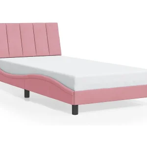 Bedframe zonder matras "Hanko" fluweel roze 100×200 cm